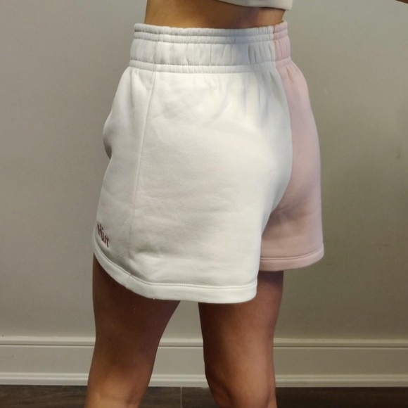 NWOT Nike fleece shorts in two tone pink and white colour block, Standard fit - Picture 3 of 8